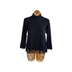 Rafaella turtleneck sweater knit top tassel black large